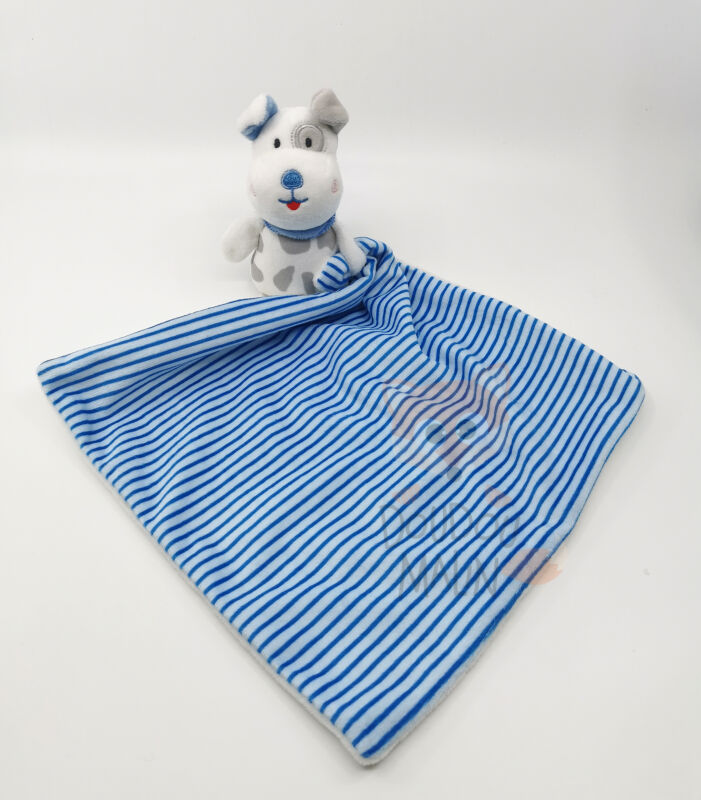 Shima - peluche chien avec bleu blanc rayé 30 cm 
